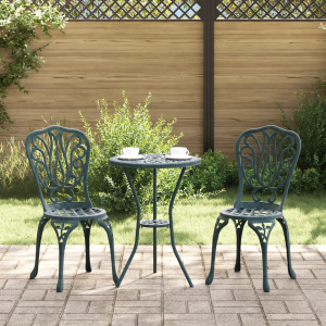 vidaXL 3-delige Tuinbistroset gietaluminium groen
