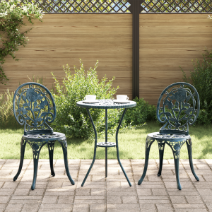 vidaXL 3-delige Tuinbistroset gietaluminium groen