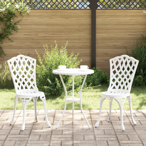 vidaXL 3-delige Tuinbistroset gietaluminium wit