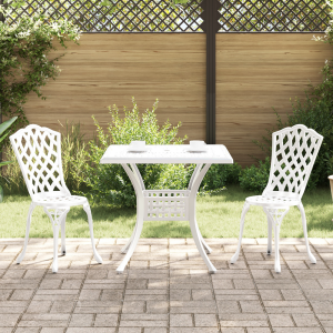 vidaXL 3-delige Tuinbistroset gietaluminium wit