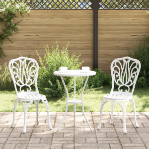 vidaXL 3-delige Tuinbistroset gietaluminium wit