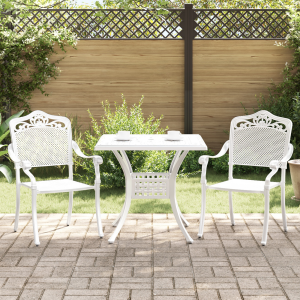 vidaXL 3-delige Tuinbistroset gietaluminium wit