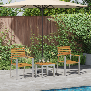 vidaXL Tuin eettafelset 3 pcs Bruin Massief Acaciahout