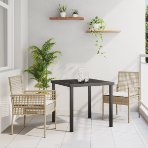 vidaXL 3-delige tuinset met kussens in beige poly rattan