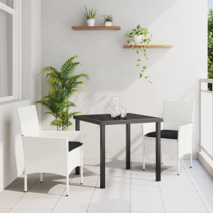 vidaXL 3-delige tuinset met kussens in wit van poly rattan