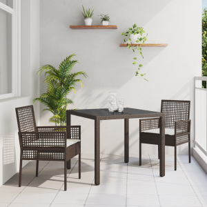 vidaXL Tuin eettafelset 3 pcs Bruin poly rattan