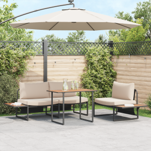 vidaXL 3-delige Tuinset met taupe kussens