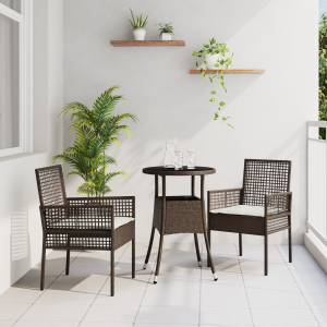 vidaXL Tuin eettafelset 3 pcs Bruin poly rattan