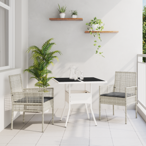 vidaXL Tuin eettafelset 3 pcs Lichtgrijs poly rattan