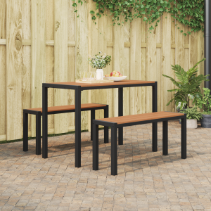 vidaXL 3 delige Tuinset staal en WPC bruin
