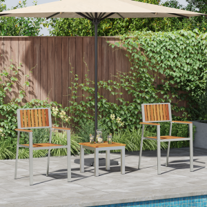 vidaXL Tuin eettafelset 3 pcs Bruin Massief Acaciahout