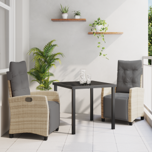 vidaXL 3-delige tuintafelset Beige Poly Rattan