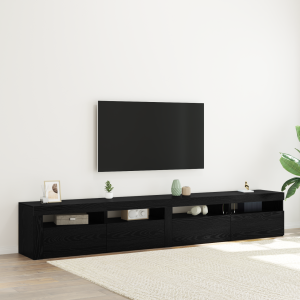 vidaXL 3-delige TV-kastenset met LED-verlichting in zwart eiken engineered hout