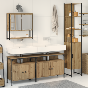 vidaXL 4-delige Badkamer Meubel Set Artisan Eiken Gelaagd Hout