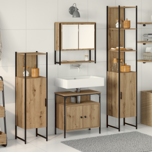vidaXL Badkamermeubelset 4 pcs artisanaal eikenkleurig Bewerkt hout