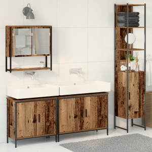 vidaXL Badkamermeubelset met plank met opslag 4 pcs Bruin Bewerkt hout