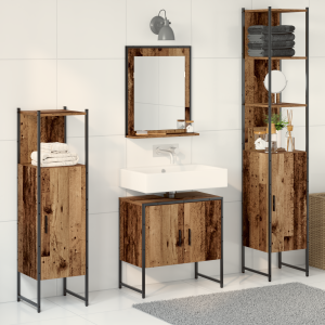 vidaXL Badkamermeubelset 4 pcs Bruin 33 x 33 x 185.5 cm Bewerkt hout