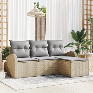 vidaXL Tuin Sofa Set Beige poly rattan
