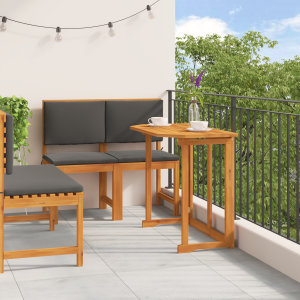 vidaXL 4-delige Tuin Eettafel Set met Kussens van Massief Acaciahout
