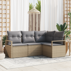 vidaXL Bankstel 4 pcs Beige poly rattan