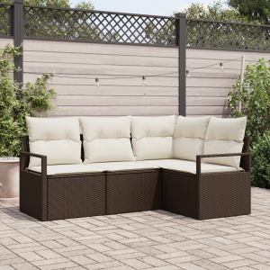 vidaXL Bankstel 4 pcs Bruin poly rattan