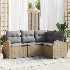vidaXL Tuin Sofa Set Beige poly rattan