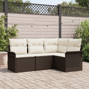 vidaXL Tuin Sofa Set met kussen 4 pcs Bruin poly rattan