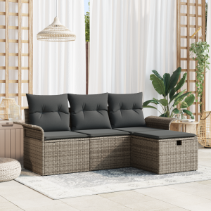 vidaXL Tuin Sofa Set met kussen met opslag 4 pcs Poly riet