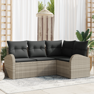 vidaXL Tuin Sofa Set 4 pcs Lichtgrijs poly rattan