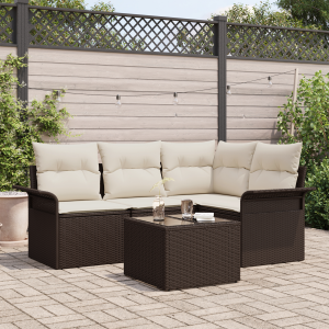 vidaXL Tuin Sofa Set met kussen 5 pcs Bruin poly rattan