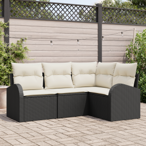 vidaXL Tuin Sofa Set 4 pcs Zwart poly rattan