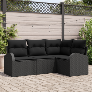 vidaXL Tuin Sofa Set 4 pcs Zwart poly rattan