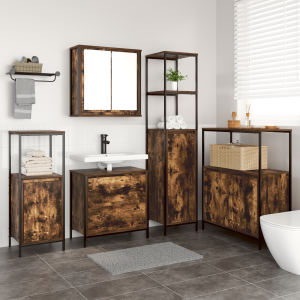 vidaXL Badkamermeubelset met plank met opslag 5 pcs Bruin Bewerkt hout