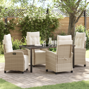 vidaXL 5-delige tuin eetset Beige Poly Rattan
