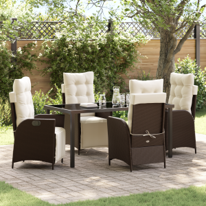 vidaXL 5-delige tuin eetset bruin poly rattan
