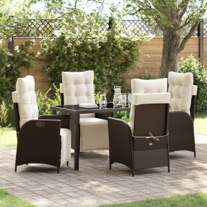 vidaXL 5-delige Tuin Eetset Bruin Poly Rattan