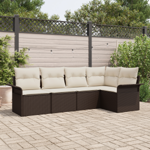 vidaXL Tuin Sofa Set met kussen 5 pcs Bruin poly rattan