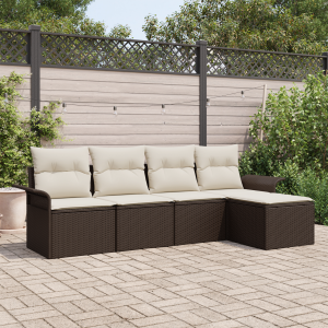 vidaXL Buitensofa met kussen 5 pcs Bruin poly rattan