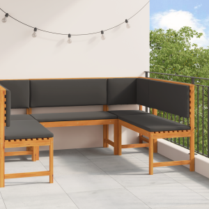 vidaXL 5-delige tuinbankset met kussens - Gemaakt van massief acaciahout