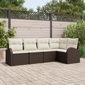 vidaXL Bankstel met kussen 5 pcs Bruin Polyester