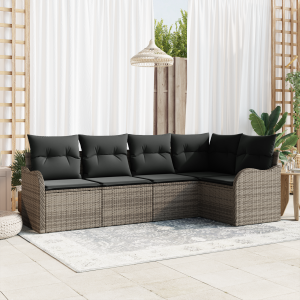 vidaXL Tuin Sofa Set met opslag 5 pcs Grijs poly rattan