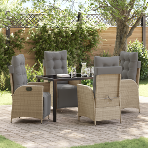 vidaXL 5-delige tuinset Beige Poly rattan