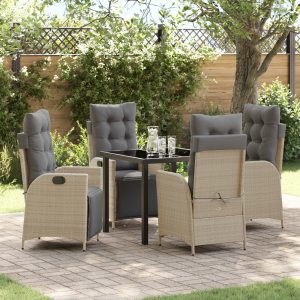 vidaXL 5-delige tuinset Beige Poly Rattan