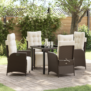 vidaXL 5-delige tuinset Bruin Poly Rattan
