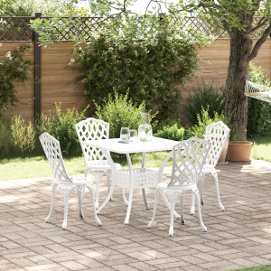vidaXL 5-delige Tuinset gietaluminium wit