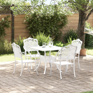 vidaXL 5-delige Tuinset gietaluminium wit