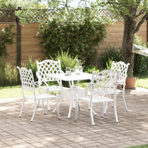 vidaXL 5-delige Tuinset gietaluminium wit