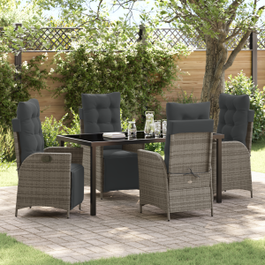 vidaXL 5-delige tuinset Grijs Poly Rattan