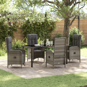 vidaXL 5-delige tuinset Grijs Poly Rattan