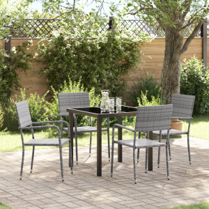 vidaXL 5-delige tuinset Grijs Poly Rattan